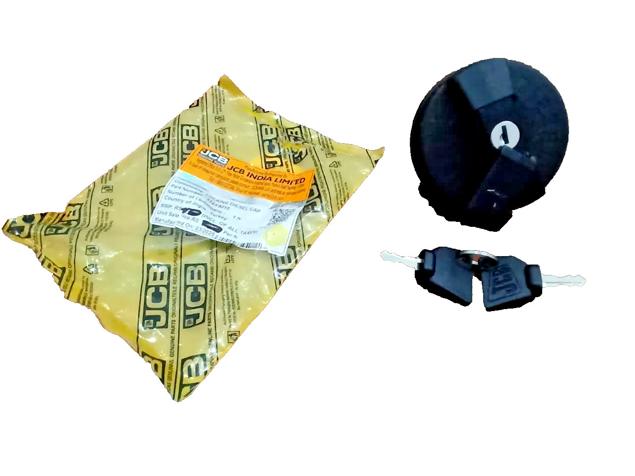 Genuine JCB Diesel Filler Cap with 2 Keys | Part No. 332/F4780 331/11403