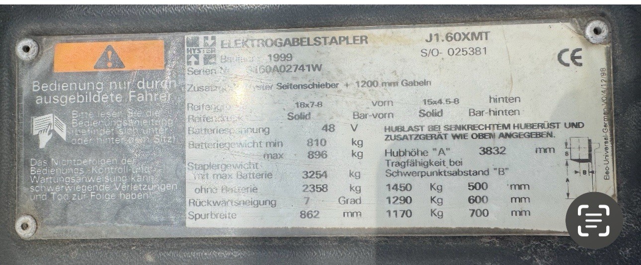 1394833 General Electronic Hyster Forklift Control CTTA300AH160XN Sw80-398 J160