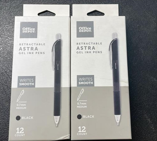 Office Depot Astra Stylish Retractable Gel Ink Pens Pack of 2 (24 Count) Black
