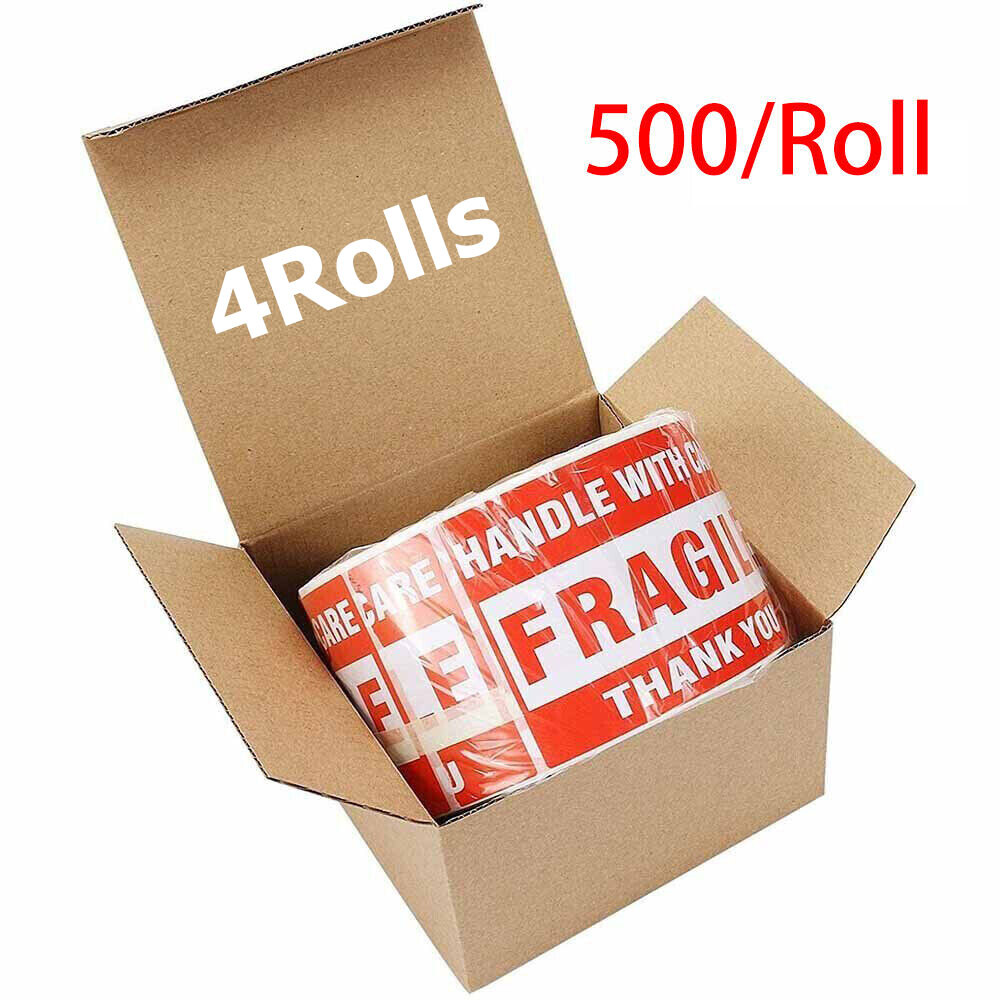 4Roll 500/Roll 3×5″ Fragile Handle with Care Thank You Shipping Labels Stickers