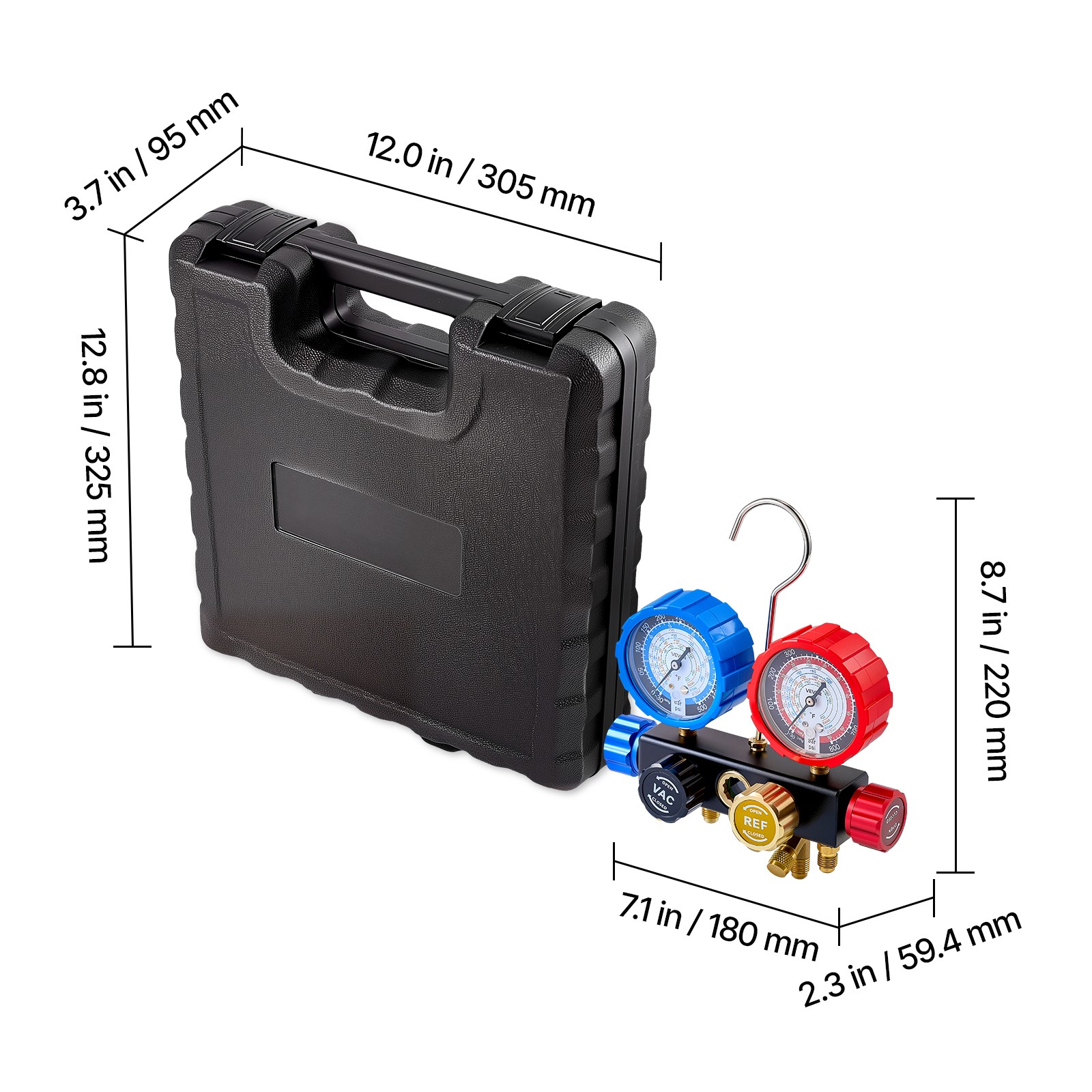 Uimoso 4-Way AC Manifold Gauge Set for R134a R404A R1234yf R22 Refrigerants