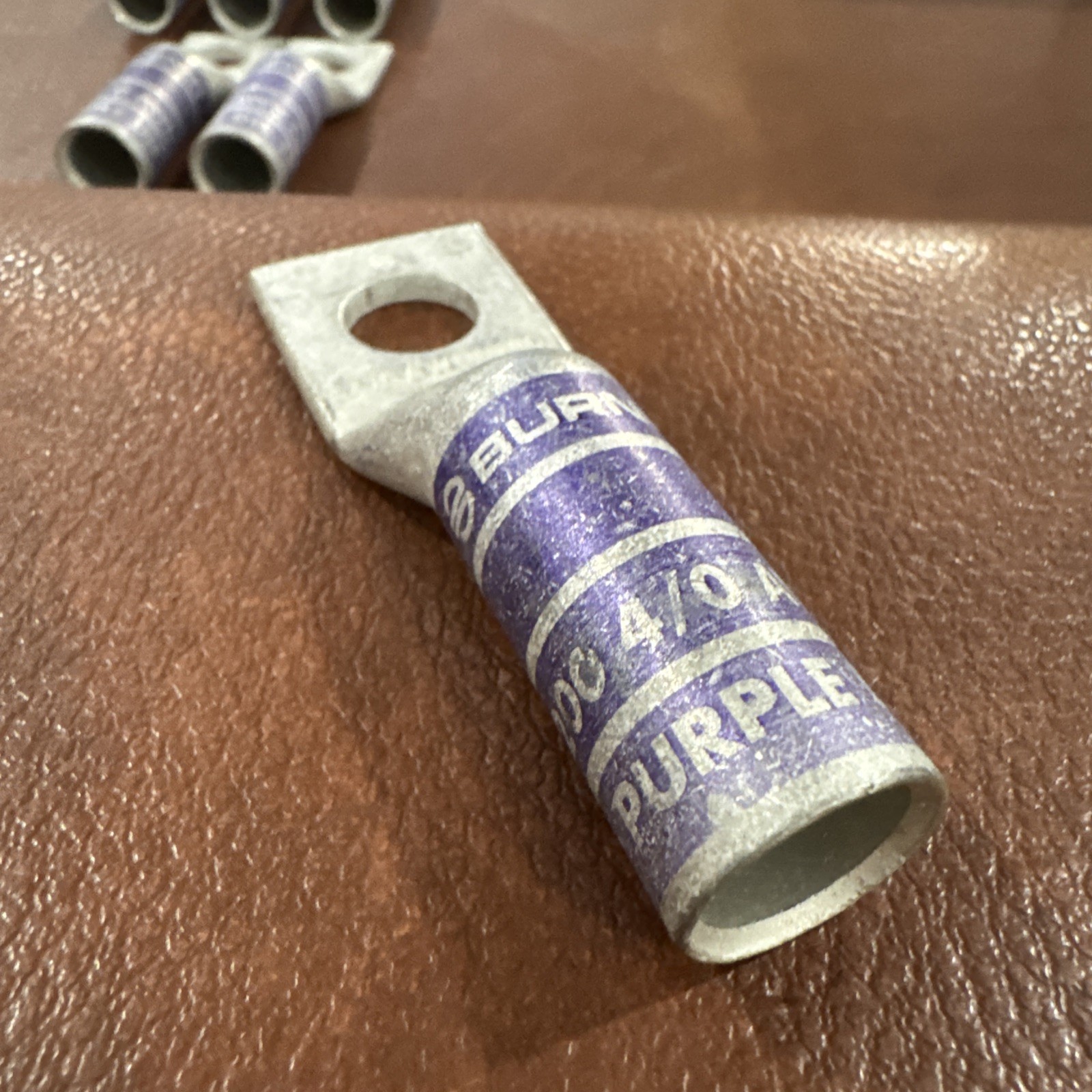 Lot of 6 Burndy YA28: One-Hole Compression Lug, N200 4/0 AWG CU, Purple Die 15