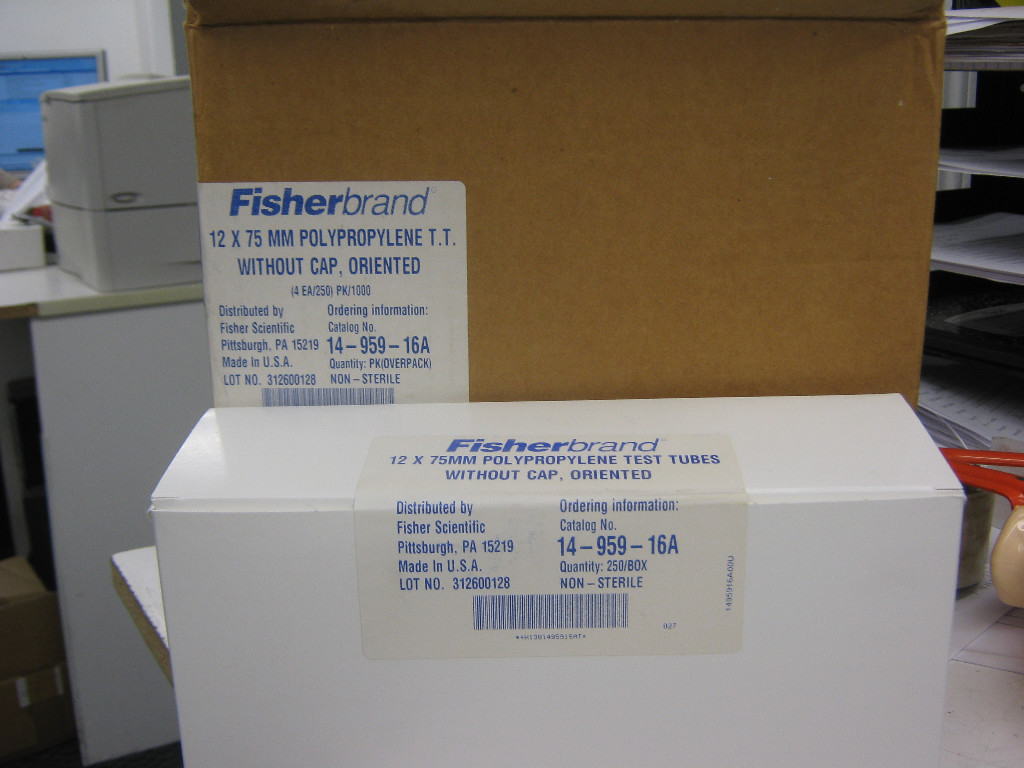 FISHERBRAND 12X75MM POLYPROYLENE 750 TEST TUBES