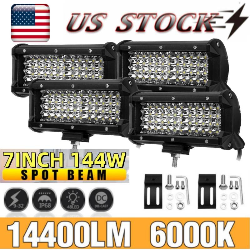 4x 7″inch LED Work Light Bar Flood Spot Offroad Fog Lamp For 4WD ATV SUV Truck