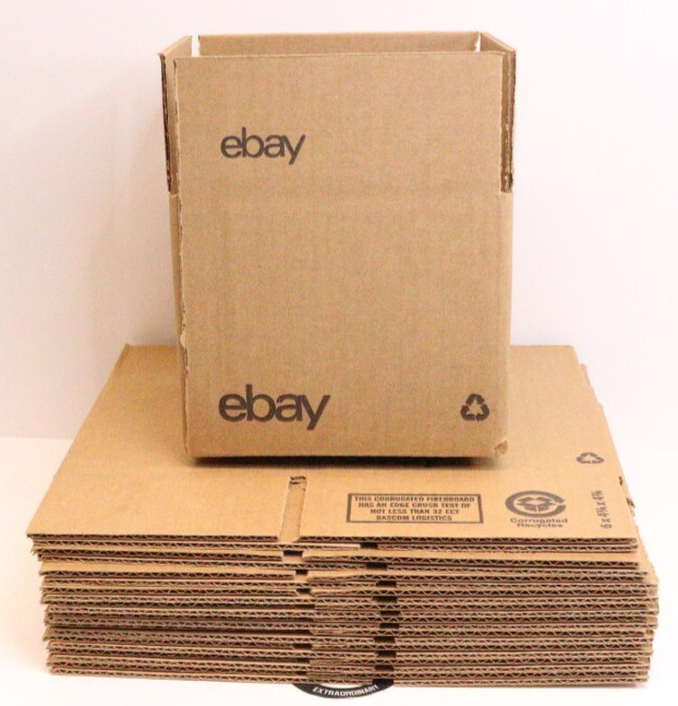 Ebay Boxes Pack of 10- 6″ x 4 3/4″ x 4 3/4″ with Black Logo