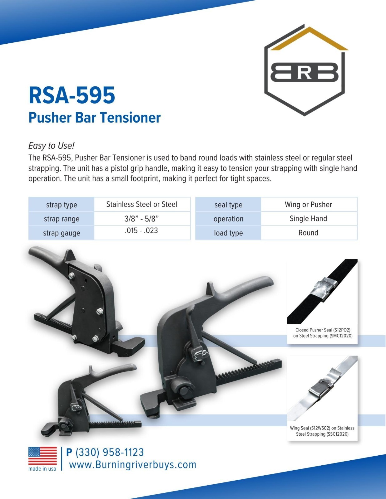 Steel Strapping Tensioner Tool for Round Loads 3/8″-5/8″ Compare MIP1800