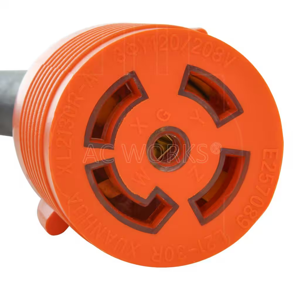 25 Ft. SOOW 10/5 NEMA L21-30 30 Amp 3-Phase 120/208V Industrial Rubber Extension