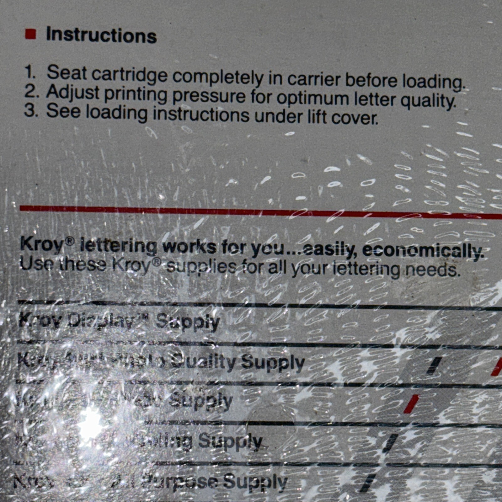 Kroy Premium Supply Cartridge Black/Translucent 200 Diazo Expired DEC 87 Sealed