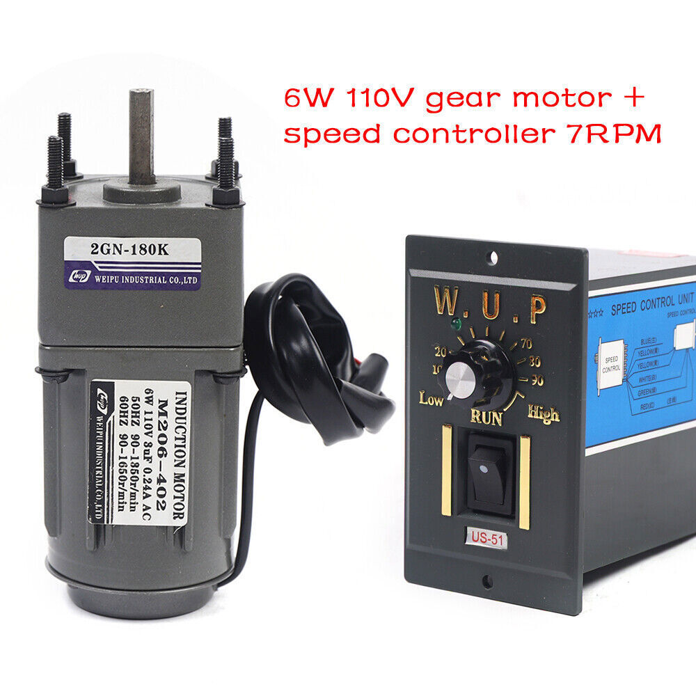 AC 110V Gear Motor Electric Motor Variable Speed Controller 180K 7.5RPM 6W Heavy