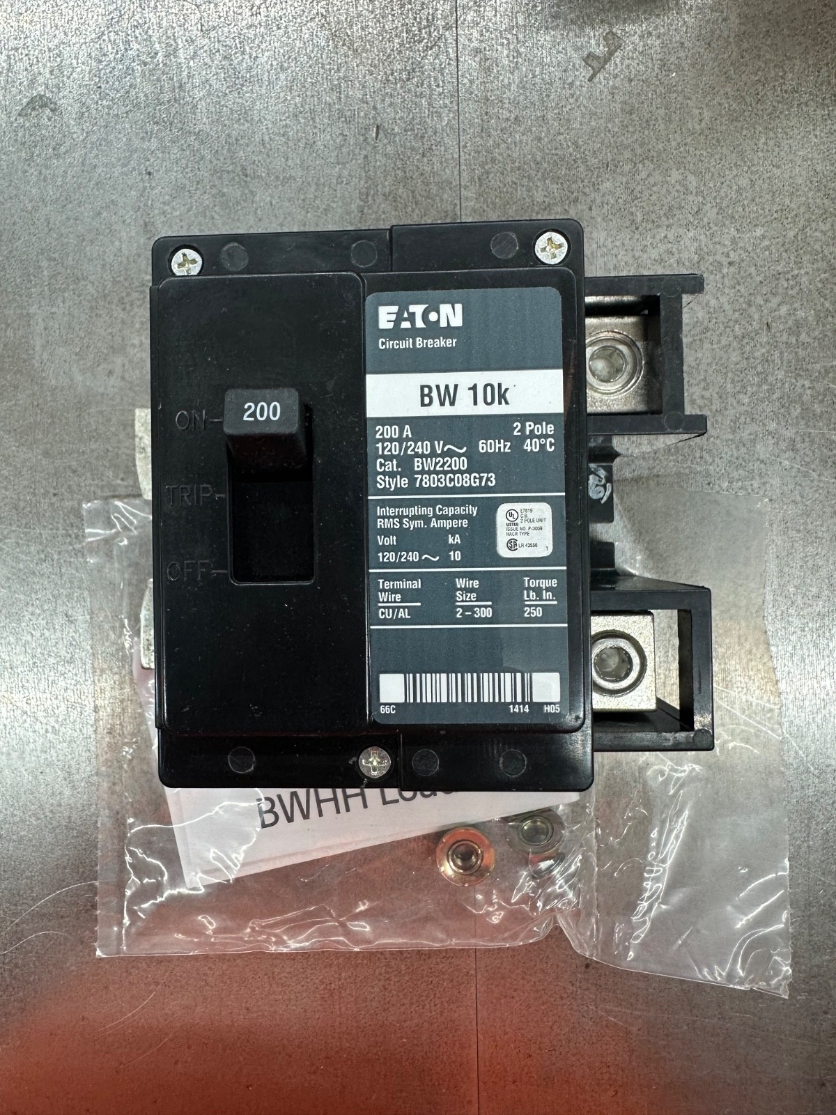 Eaton BW2200 200 Amp Main Circuit Breaker for Type BR Load Centers