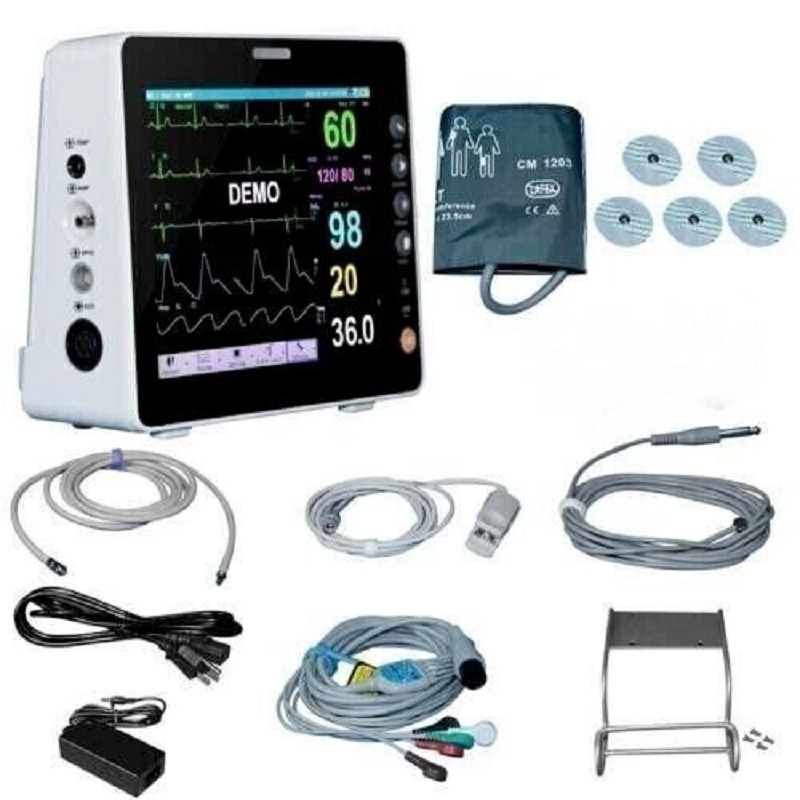 8″ Multiparameter Patient Monitor -ECG, NIBP, SpO2, PR, Temperature, Respiration