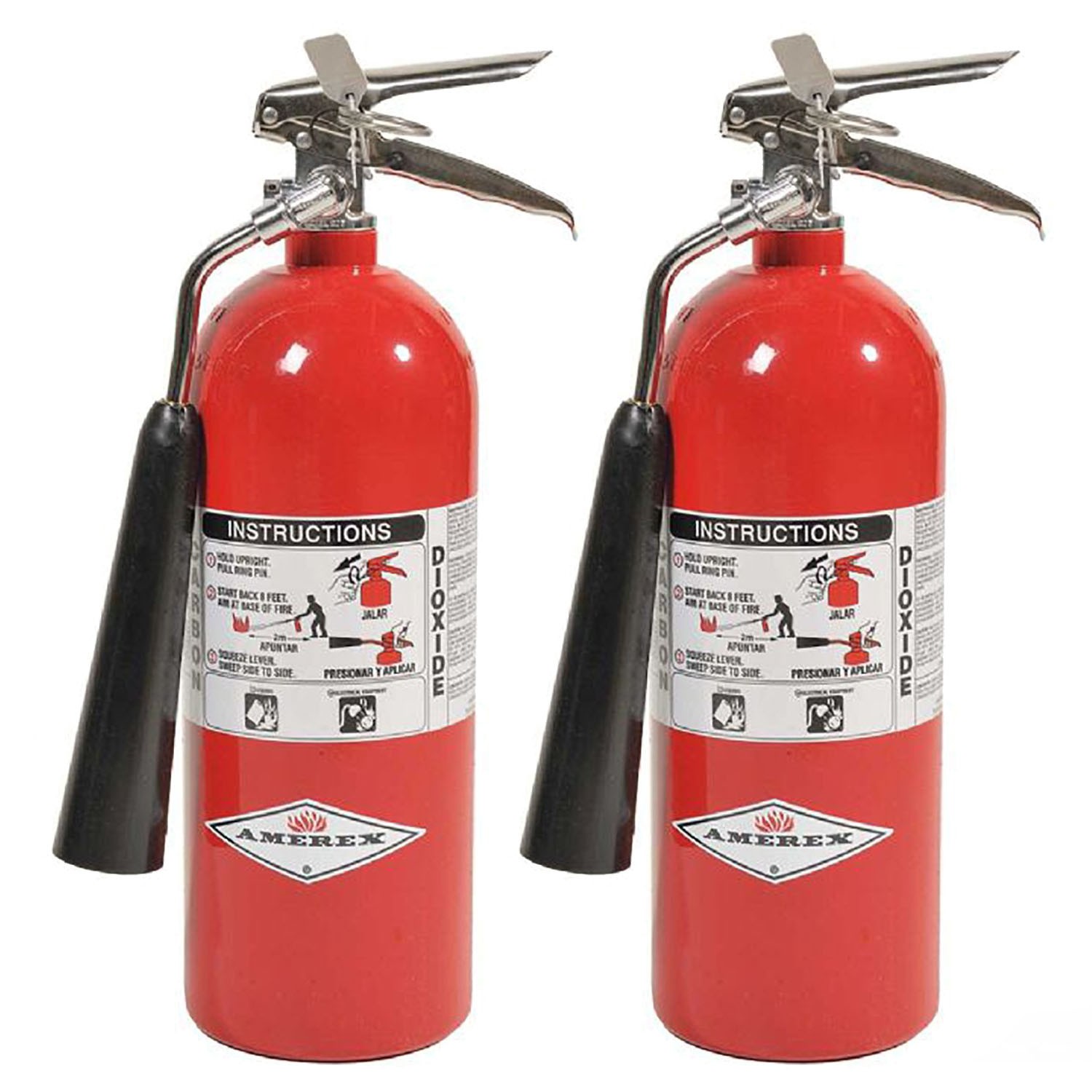 Amerex 322 5lb CO2 Fire Extinguisher with Brass Valve, Wall Hanger – 2 Pack