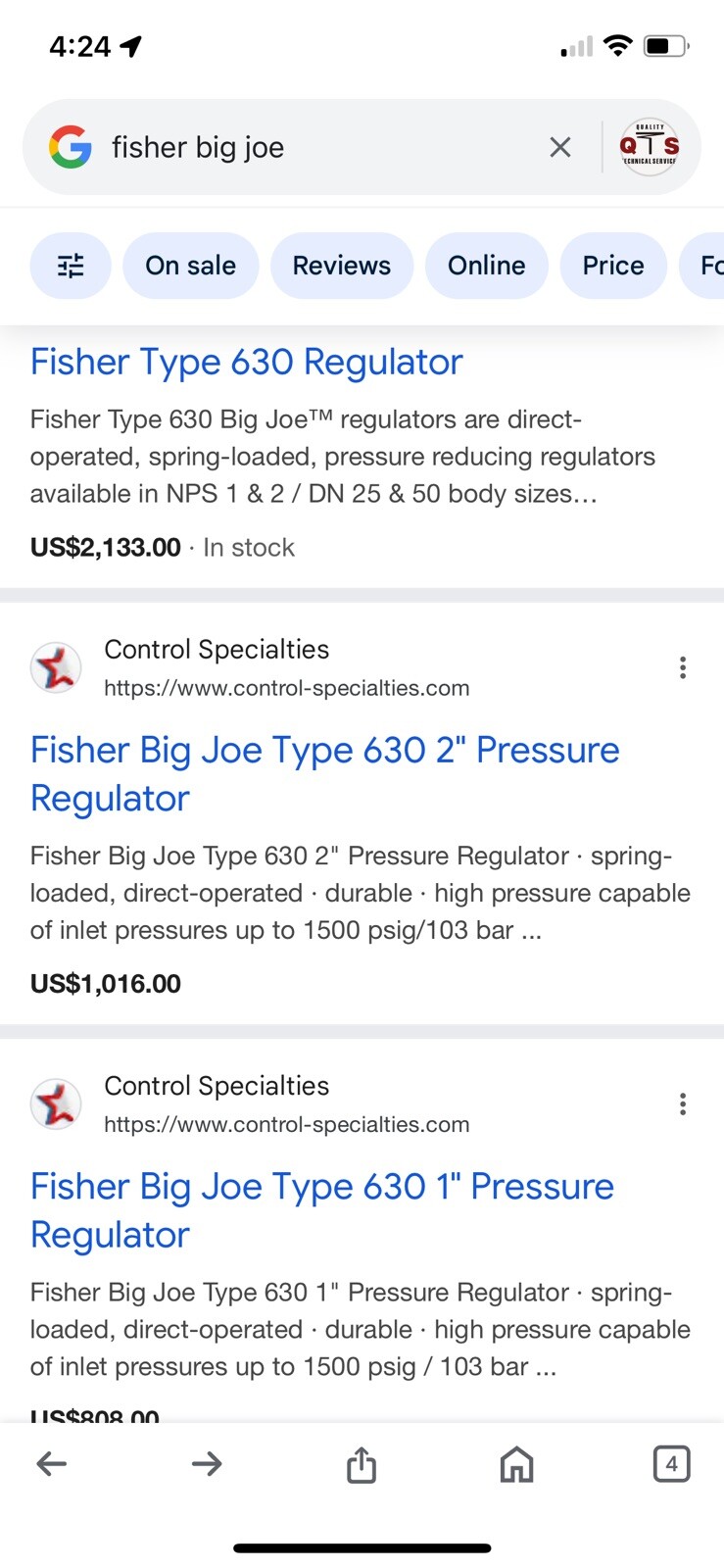FISHER CONTROL BIG JOE 630R-8059 Pressure regulator NEW