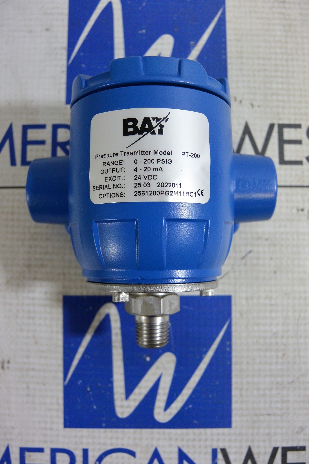 BAY TRANSMITTERS PT-200 0200 PSIG 4-20mA 24VDC PRESSURE TRANSMITTER- NEW IN BOX