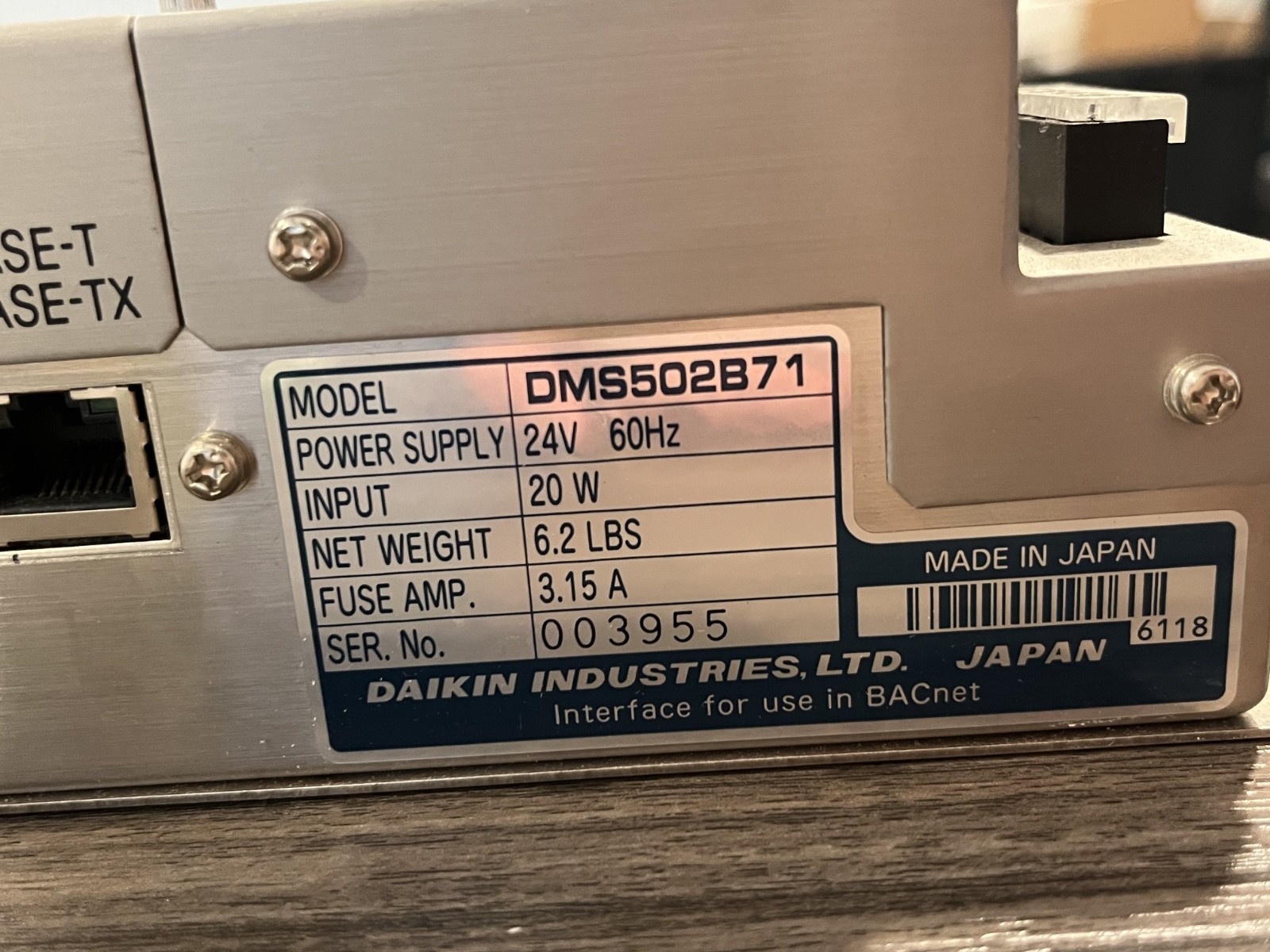 Daikin DMS502B71 D-BACS Bacnet Interface