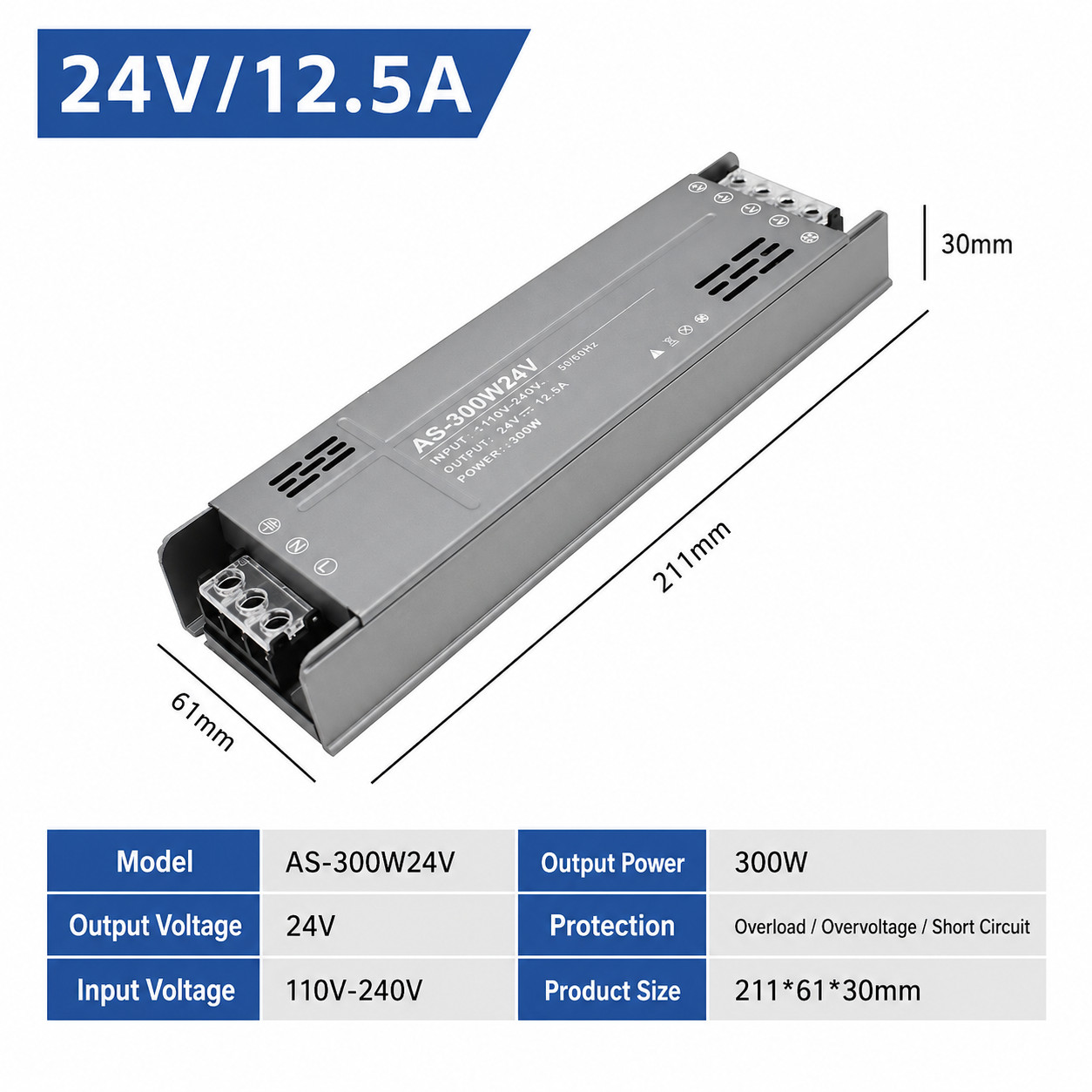 12V 24V 100W-400W LED Driver Power Supply Transformer AC 110V to DC 12V LED Lamp