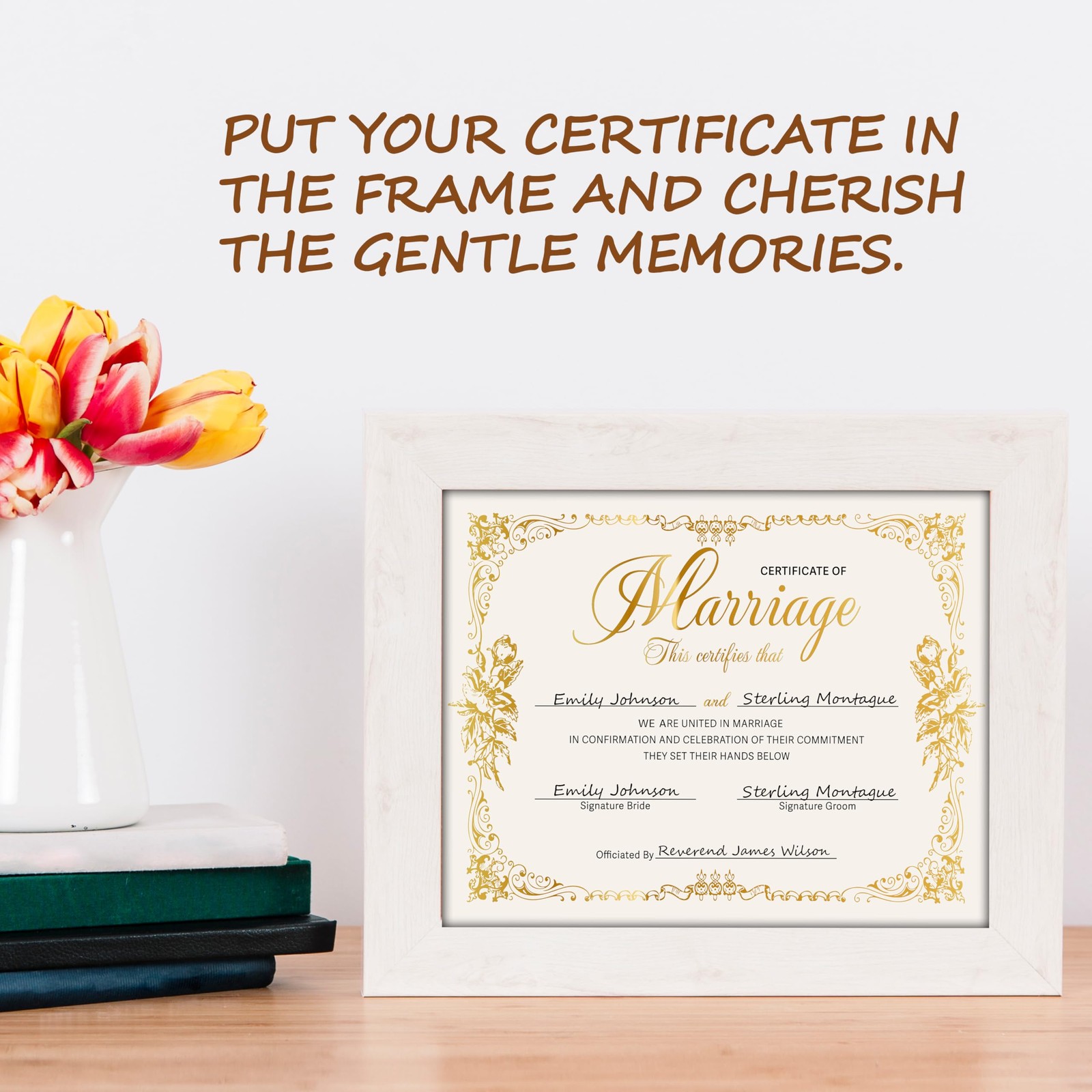 Marriage Certificates with Gold Foil Edges – 8 x 10 Inches Blank Certificate …