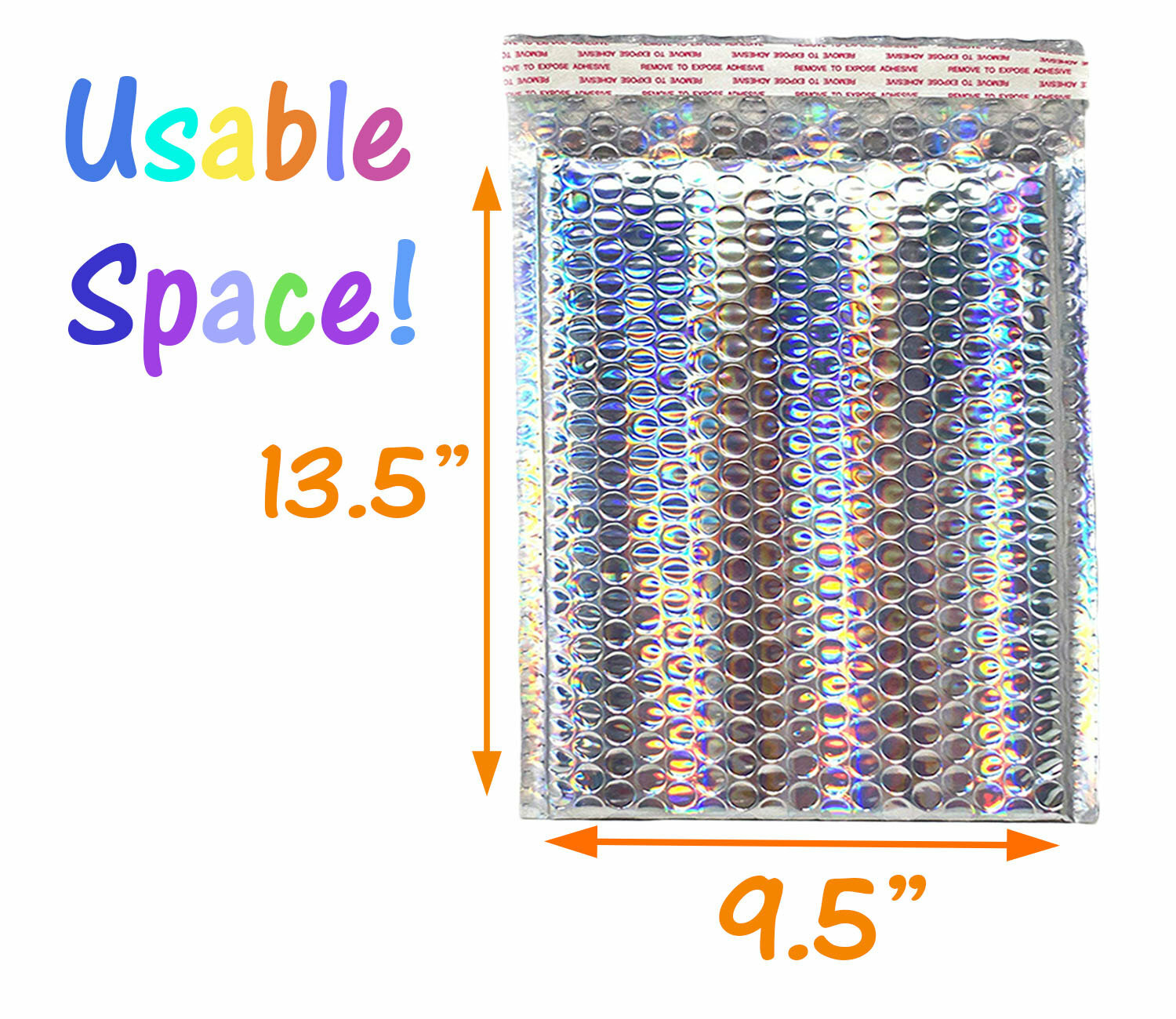 Nude Pink & Holographic Bubble Mailer 9.5×13 Metallic Foil Padded Envelopes Pack