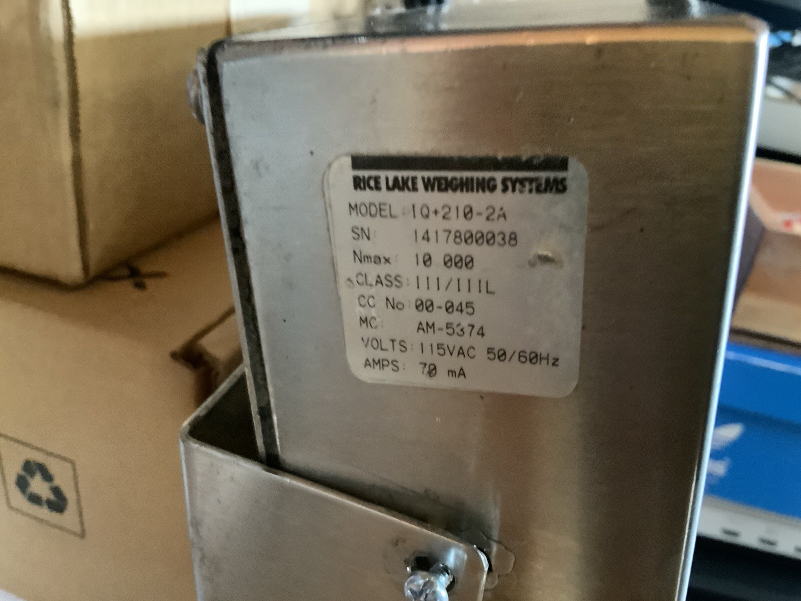 Rice Lake IQ + 210 2a Configurable Digital Weight Indicator 230 VAC Clean Worki