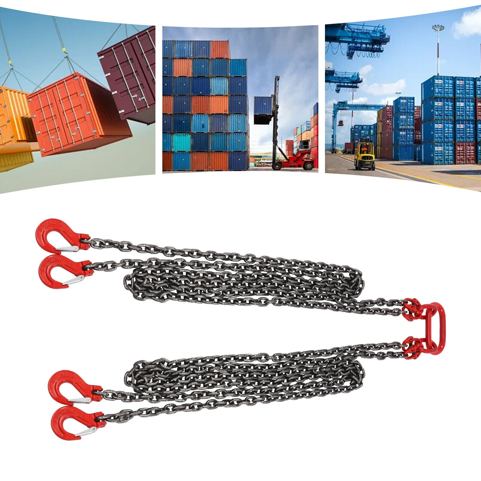 4.9FT Chain Sling 4Legs with Sling Hooks Grade Chain Hoist Lifts G80 1.5m 8800lb