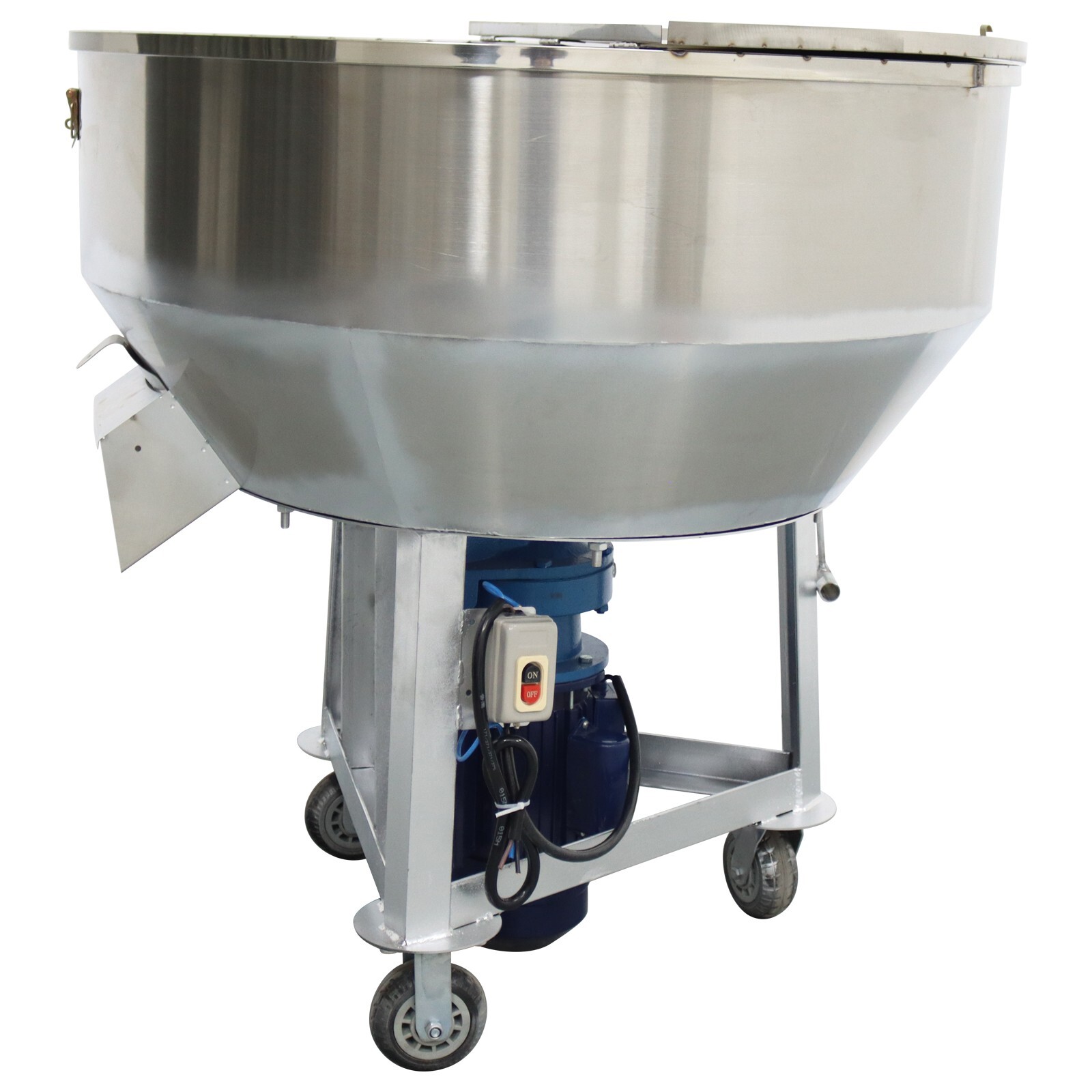 200KG/440LBS Stainless Feed Mixer Granular Plastic Mixer Machine W/Wheel 220V