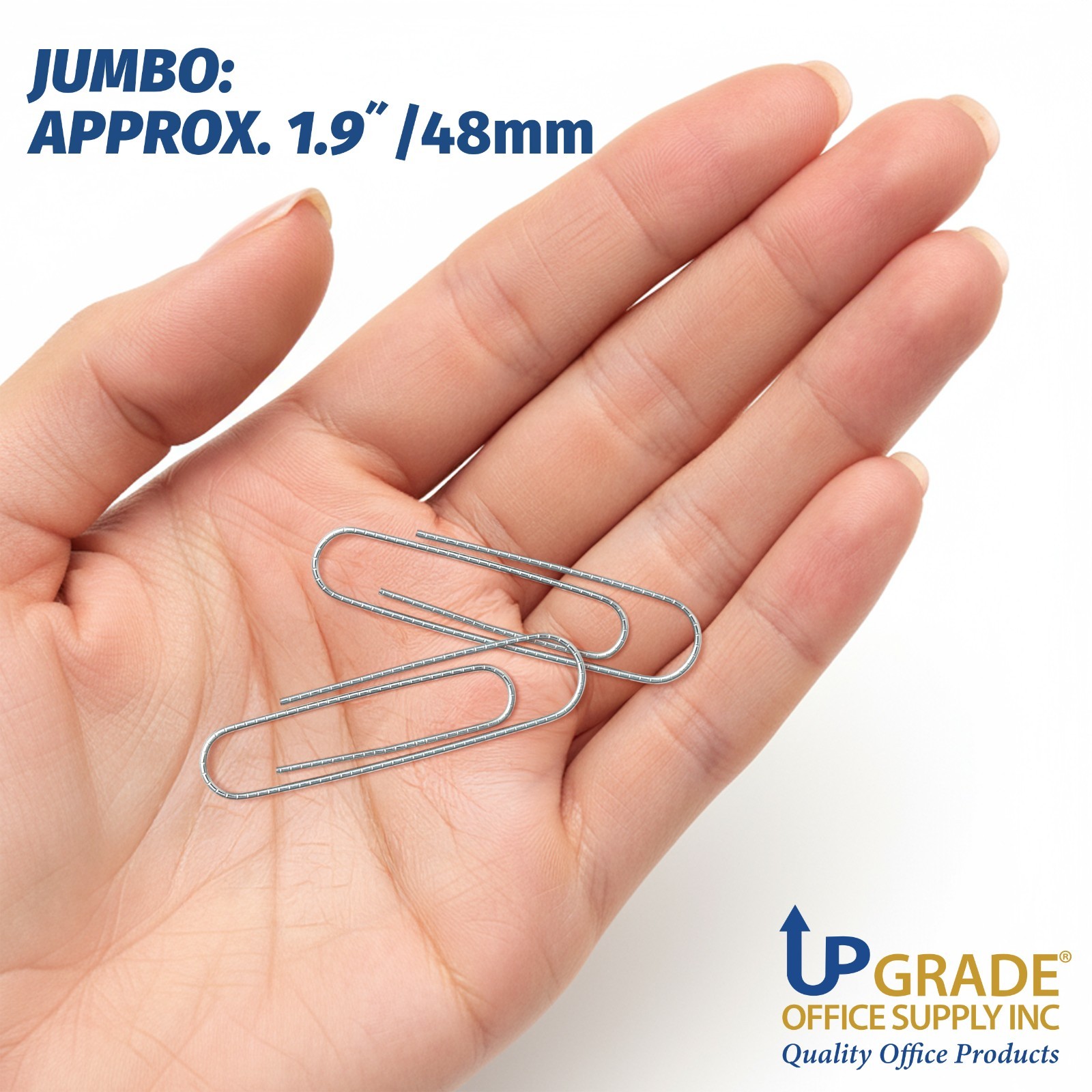 Upgrade Jumbo Nonskid Paper Clips 1.9 in 1000 Count (10 Boxes) Silver, USA