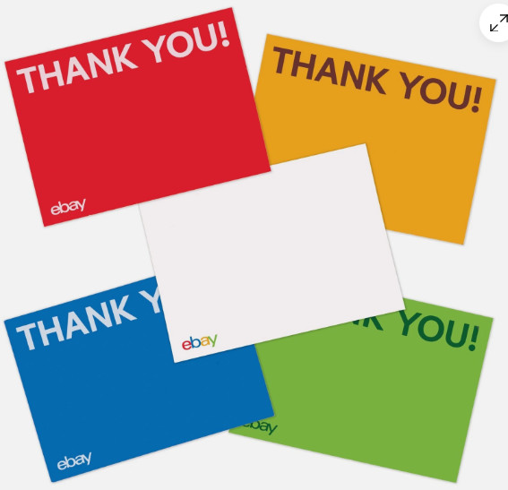 100 New eBay THANK YOU CARDS Red, Blue, Green & Yellow