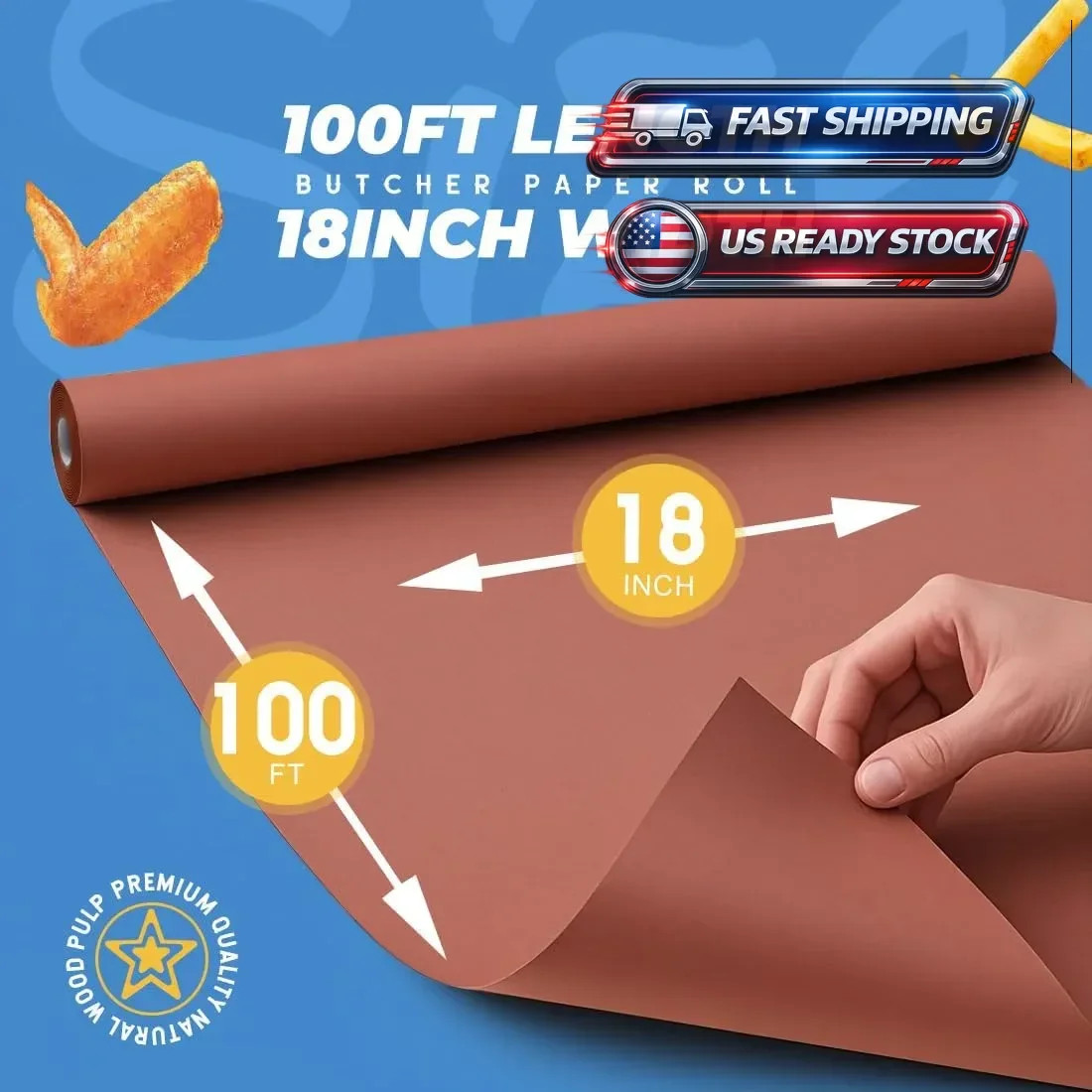 18Inch x 100Ft Butcher Paper Roll for Wrapping Smoking Meat BBQ Grilling Paper