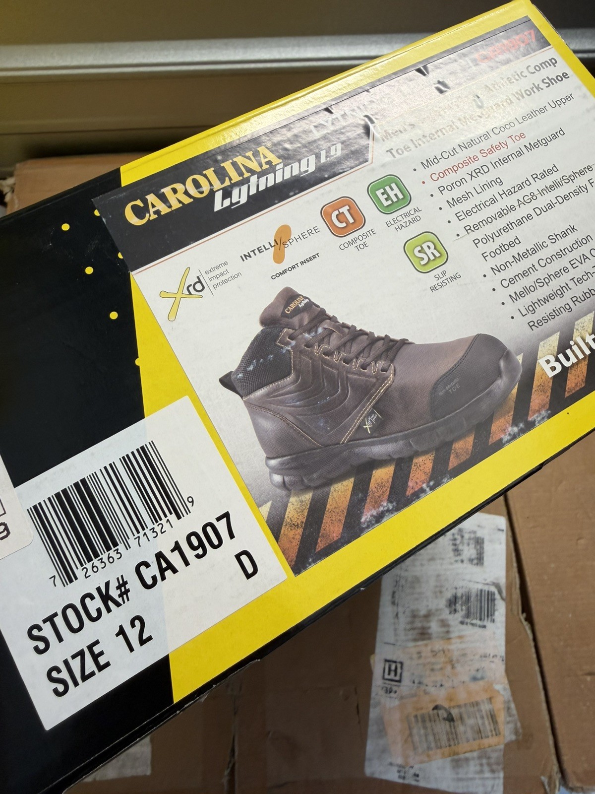 Size 12 D- Carolina Lytning 1.9 MET – Composite Toe/ Electrical Hazard/ Metgrd