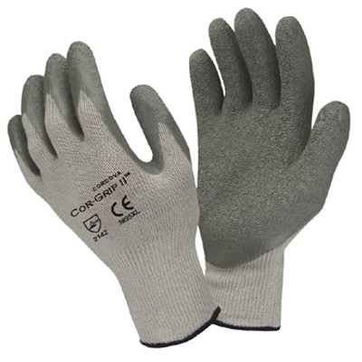 Cordova 3895 Glove Cor-Grip ll Gry Poly/Cott W/Gry Latex Coat Size XL, (12 Pair)
