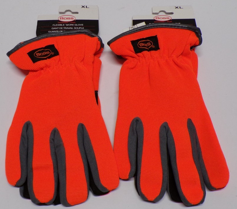 Lot of 2 Boss Flexible Work Gloves Synthetic Leather Palm 120-4600/XL