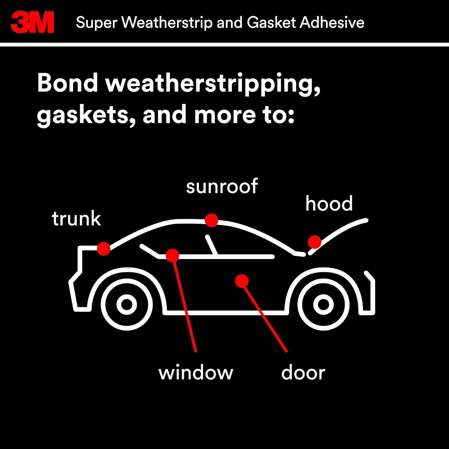 3M Super Weatherstrip and Gasket Adhesive, 08581, Black, 2 fl oz Tube, 1 Per Pac