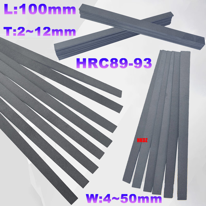 HRC89-93 Tungsten Steel Flat Bar Rod Strip Length 100mm Turning Tools T:2mm~12mm