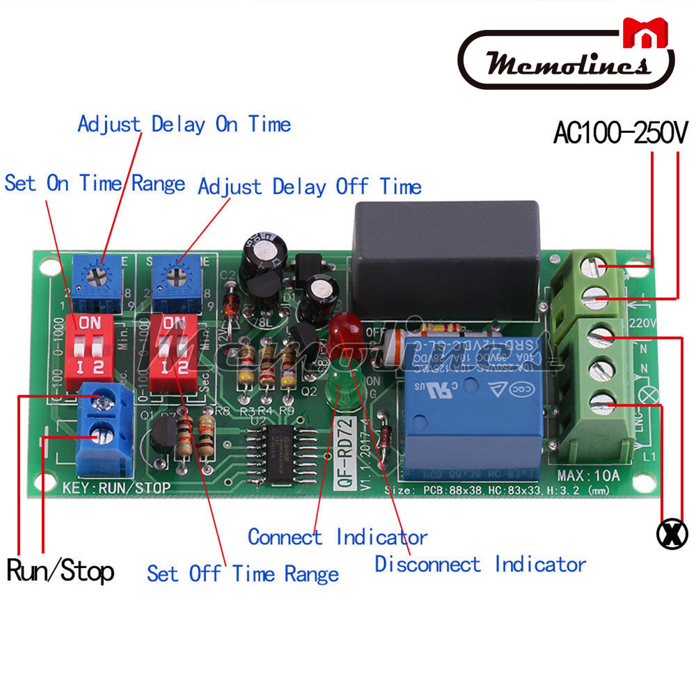AC 110V 120V 220V 230V Cycle Delay Timing Timer Relay Switch Module Turn ON/OFF