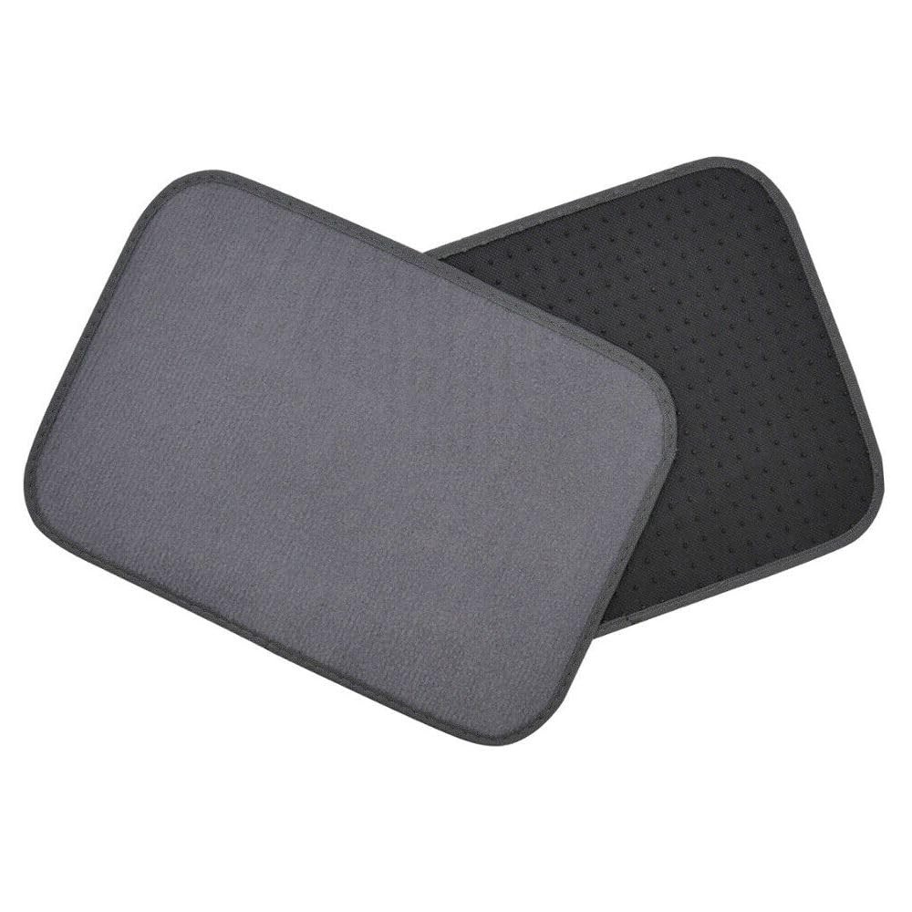 4pc Carpet Car Floor Mats Heavy Duty Heel Pad Med Gray 11.5×16.5 Rear MT-100