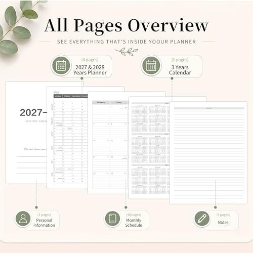 2027-2028 Monthly Planner, Jan 2027-Dec 2028, A4 2027 – Dec Black