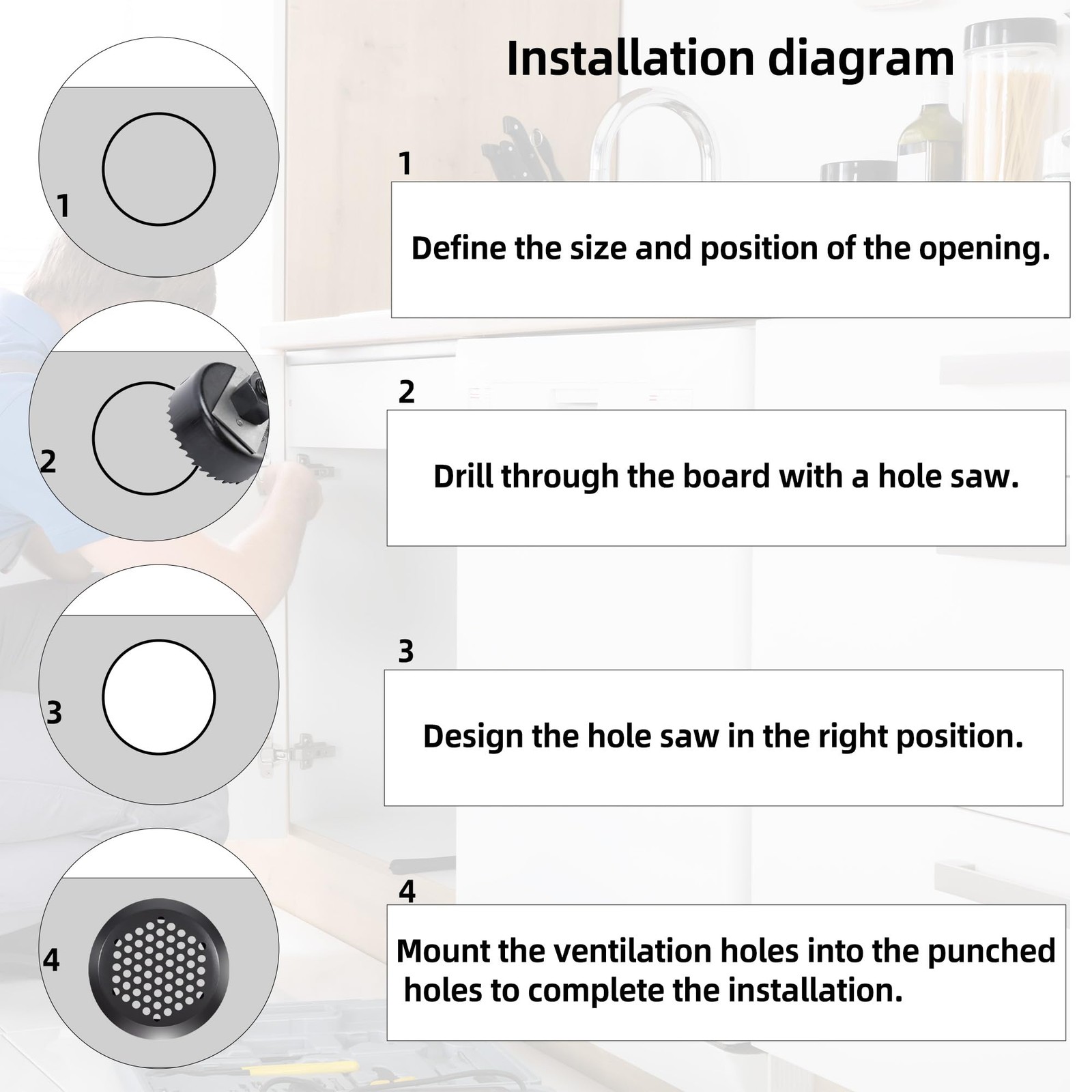50 Pcs 2 Inch Round Air Vents Soffit Vents Circular Mesh Hole Louver for Kitchen