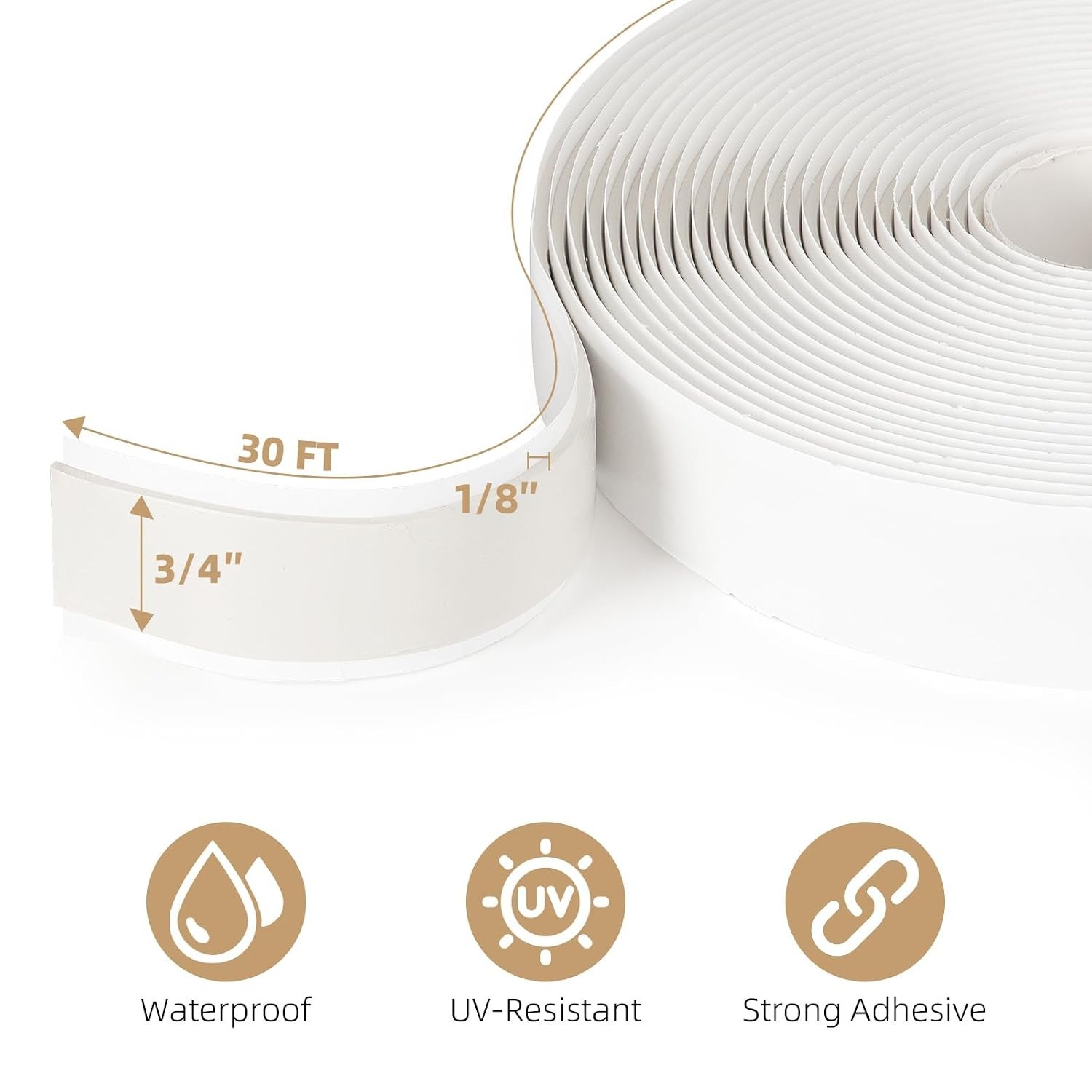Butyl Tape, 3/4 in X 30 Ft White Waterproof RV Sealant Tape, 1 Pack |