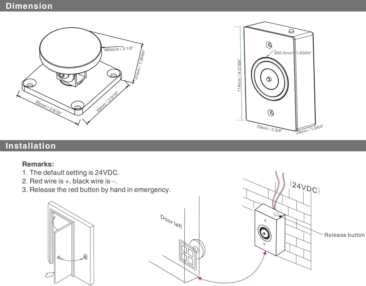 UHPPOTE 50kg 110Lbs Force American Wall Mount Emergency Smokeproof Door Holder