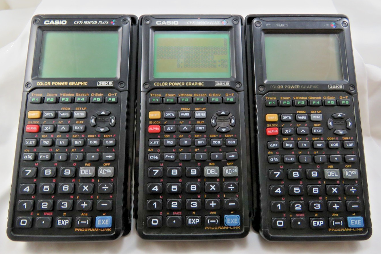 Lot 3 Casio CFX-9850GB Plus 32KB Graphing Calculators w/Covers Tested & Working