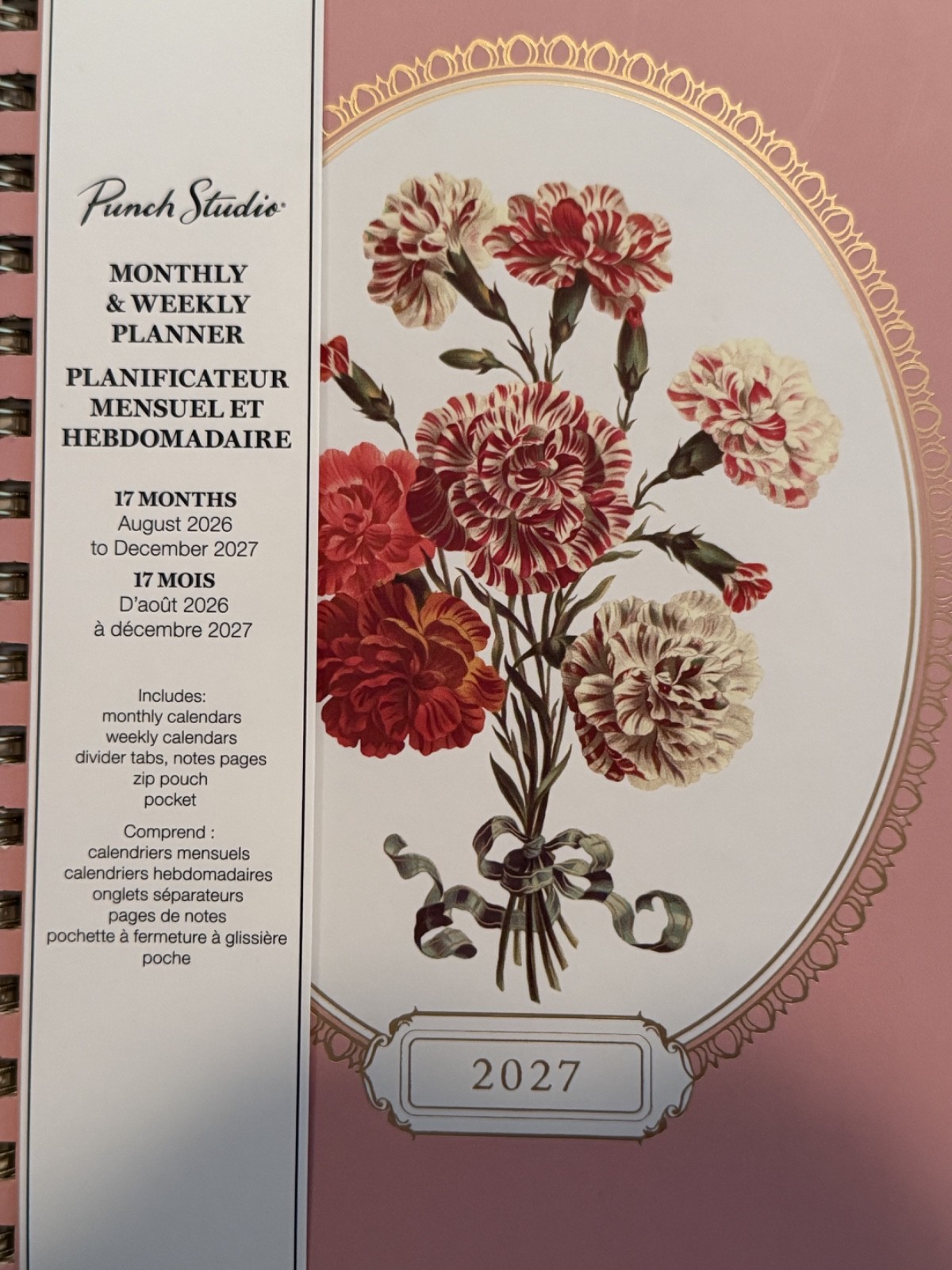 Punch Studio Monthly & Weekly Planner August 2026 – December 2027 Pink Floral