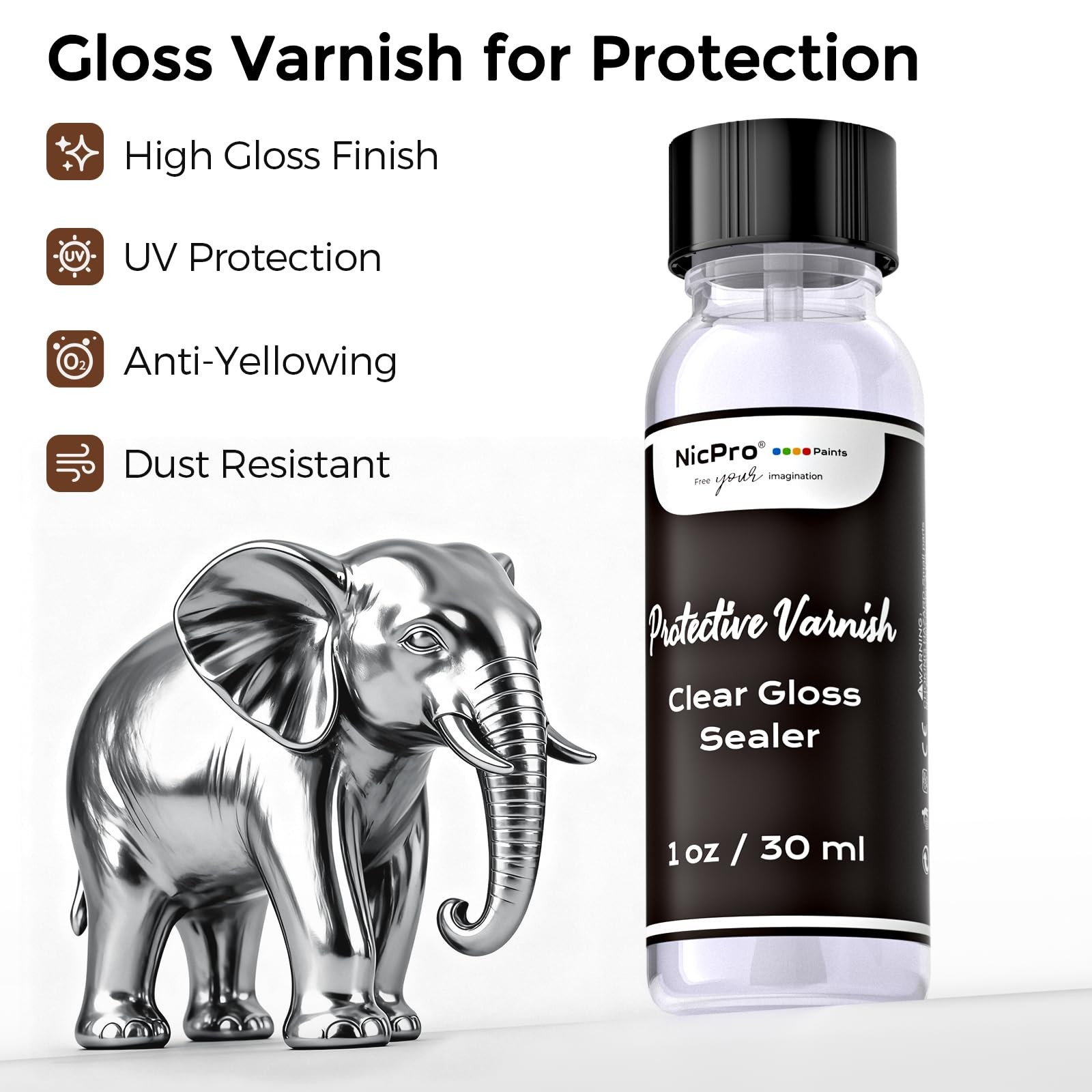 Nicpro Metallic Silver Acrylic Paint Kit – 1oz 1 Fl Oz (Pack of 2),