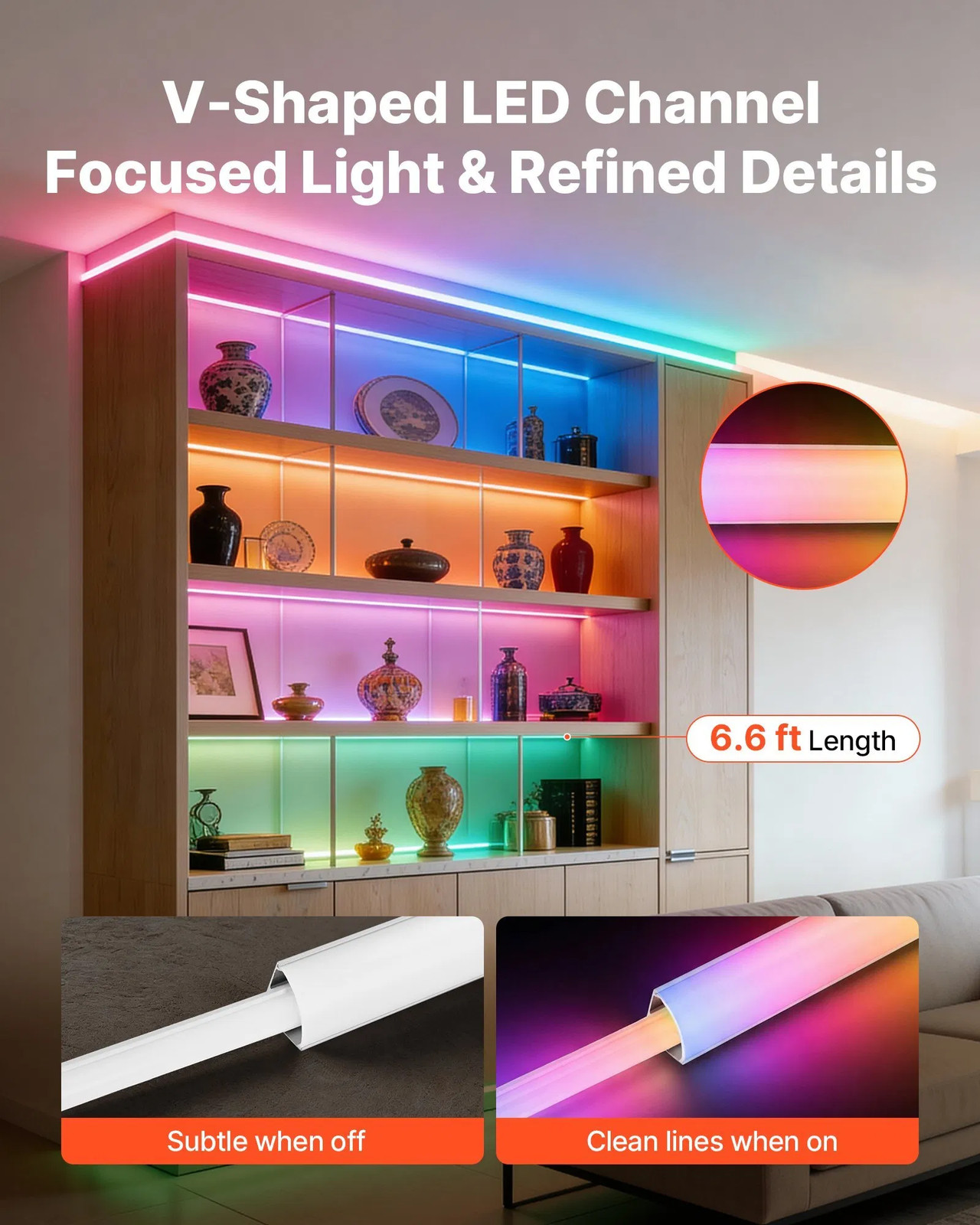 10-Pack 6.6 ft/2M V Shape LED Aluminum Channel, with Milky Cover, End Caps and