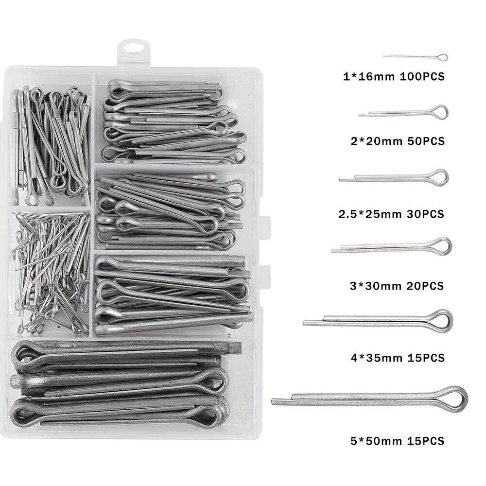 230 Pcs Cotter Pin Assortment Set 304 Stainless Steel Value Kit US
