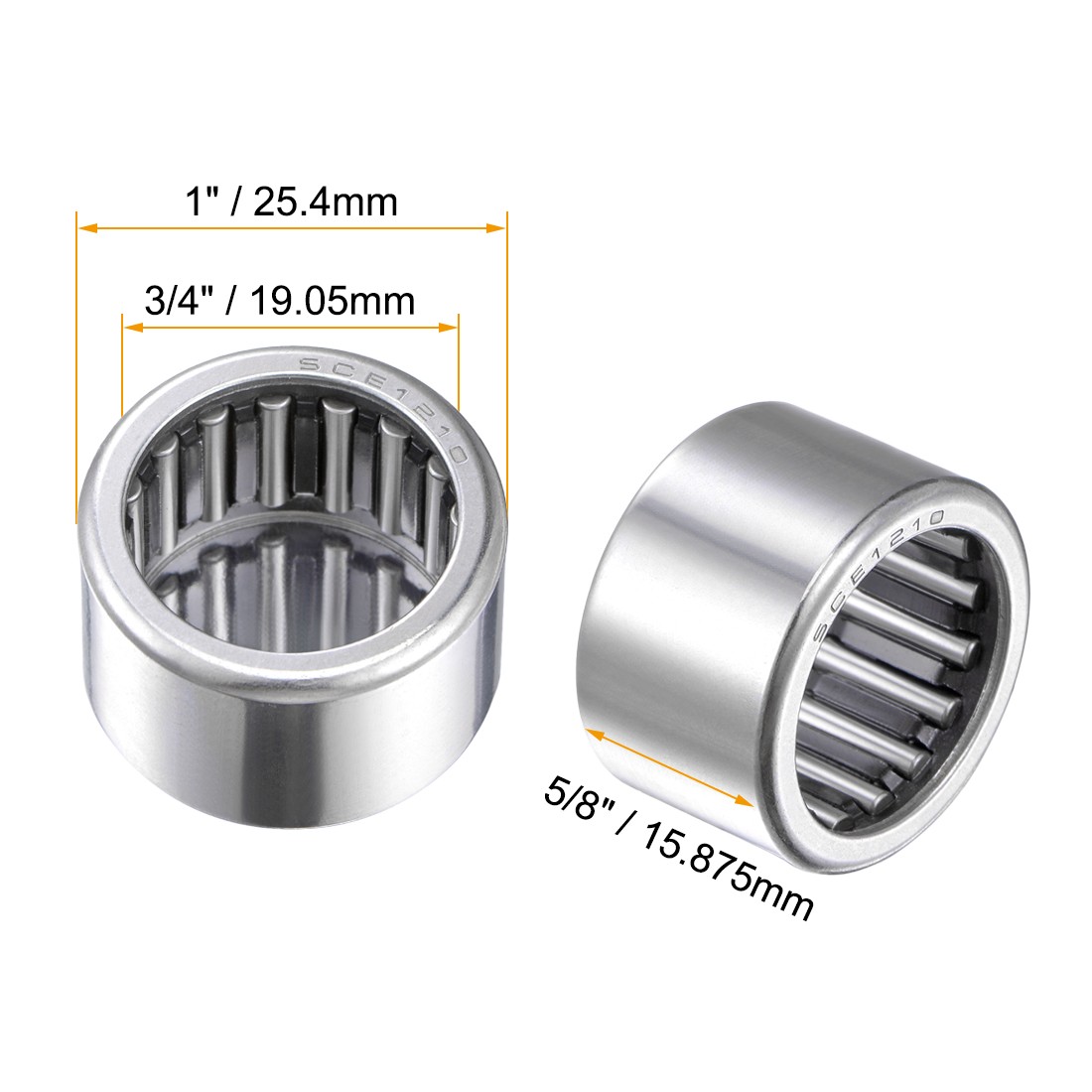 5Pcs 3/4-inch Bore 1-inch OD 5/8-inch Width P0 Needle Roller Bearings GCr15