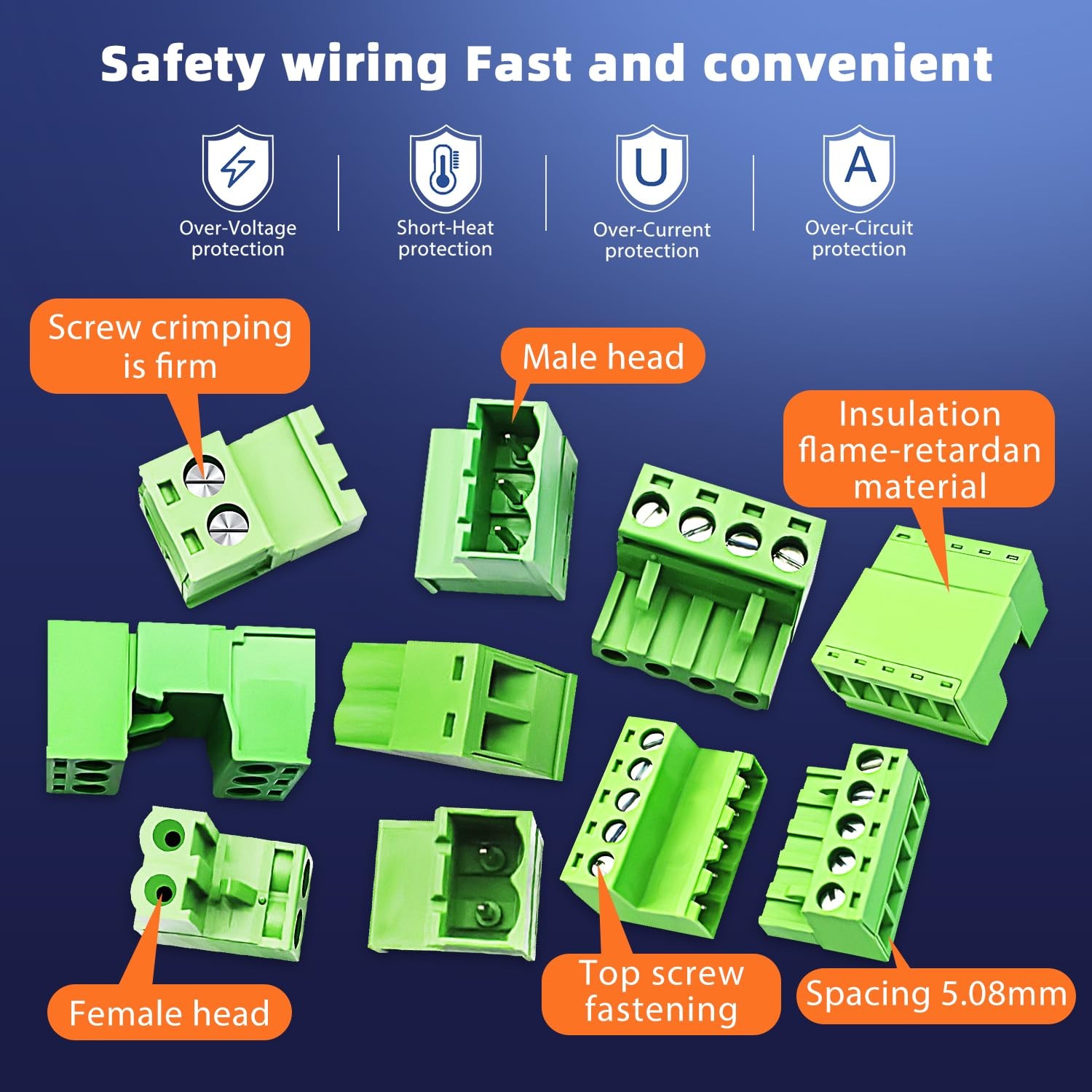 5.08mm Pitch PCB Mount Screw 2PIN 3PIN 4PIN 5PINSize: 28 Pairs 5.08mm Pitch PCB