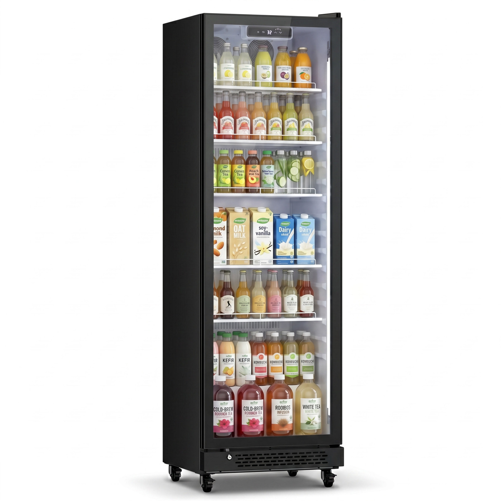 Yeego Drink Display Cooler Commercial Glass Door Merchandiser Store Fridge Black