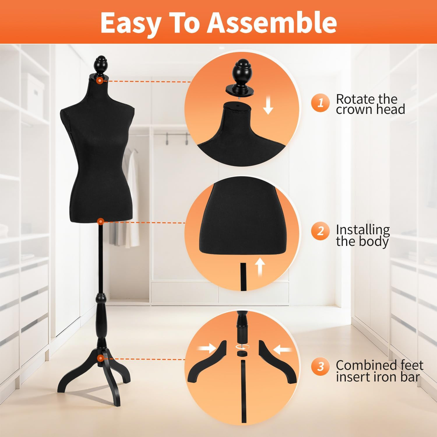 Maniqui Para Ropa Costura Mujer Ajustable De Cuerpo Completo 60-67 Pulgadas Wood