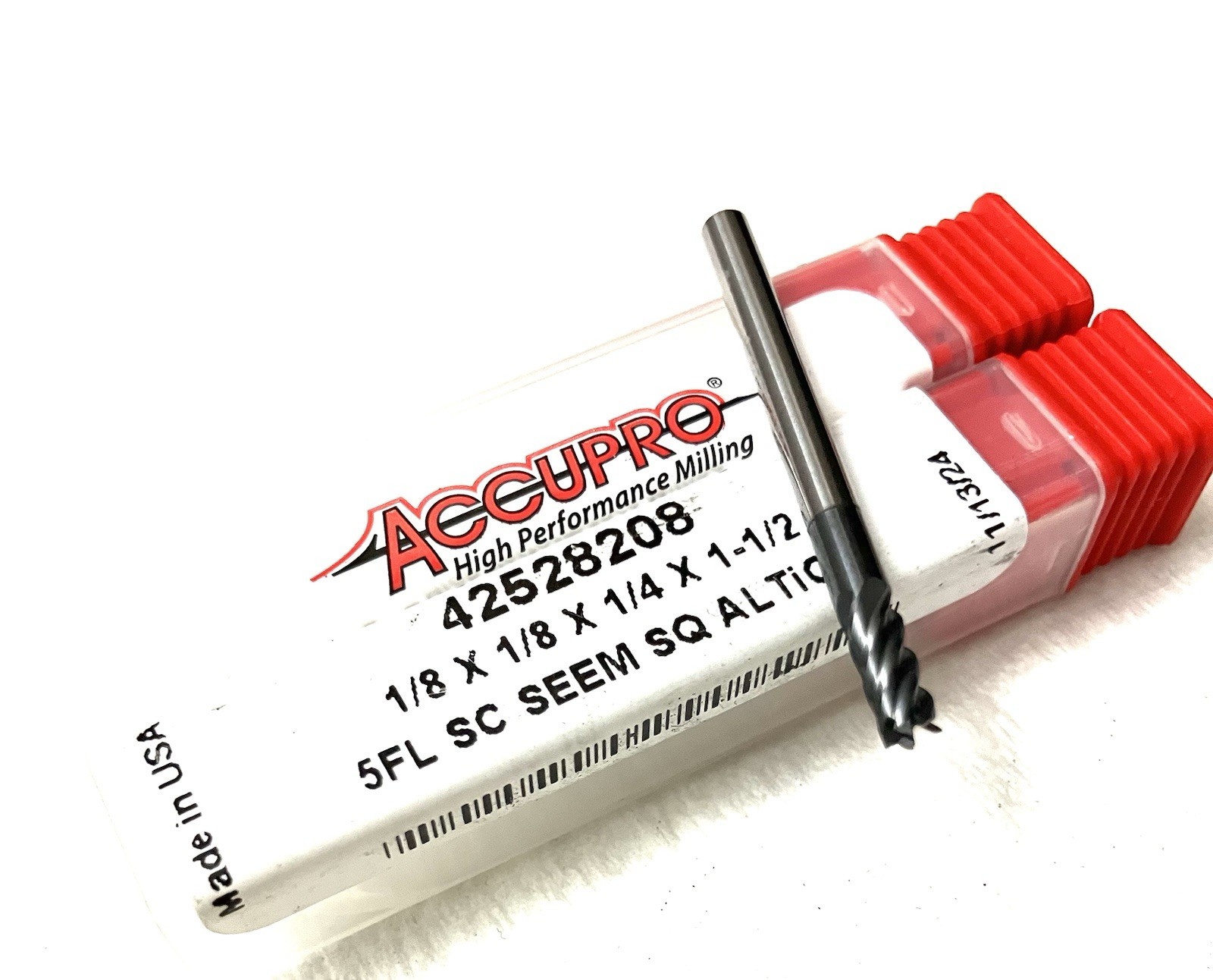 ACCUPRO 1/8″ 5FL Square End Mill Solid Carbide AlTiCrN 42528208 NEW