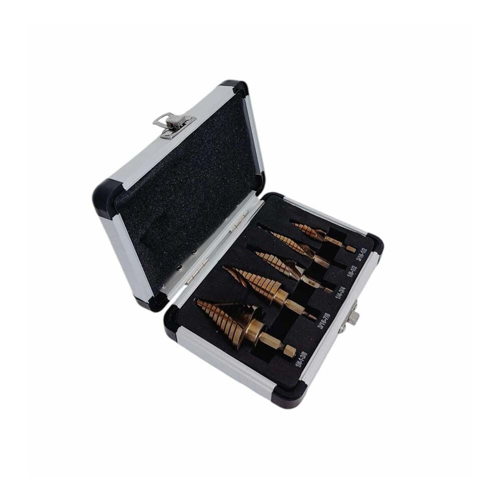 Step Drill Bits, 5PCS HSS Titanium Step Drill Bit Set, HSS Titanium Coating
